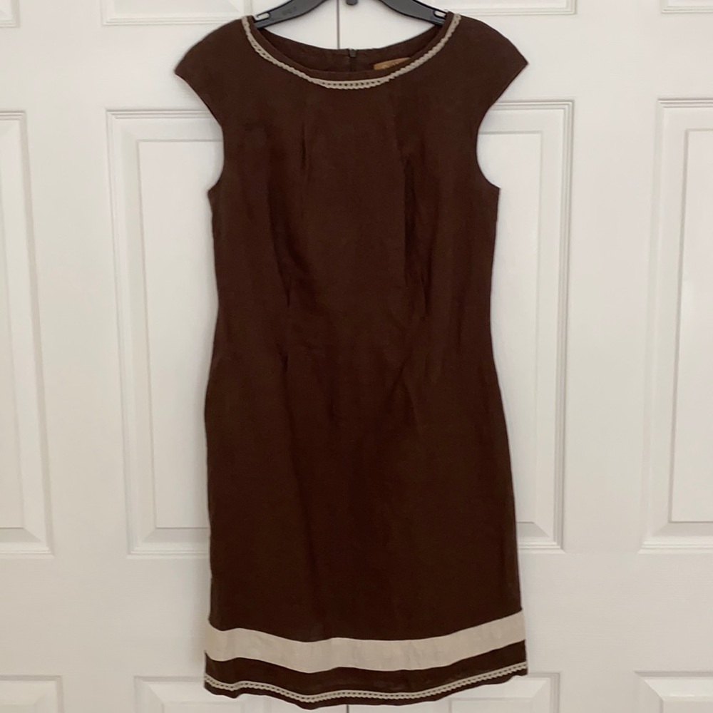 Conbipel Italia chocolate brown 100% linen dress